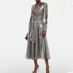 MSGM silver sequence midi dress L
